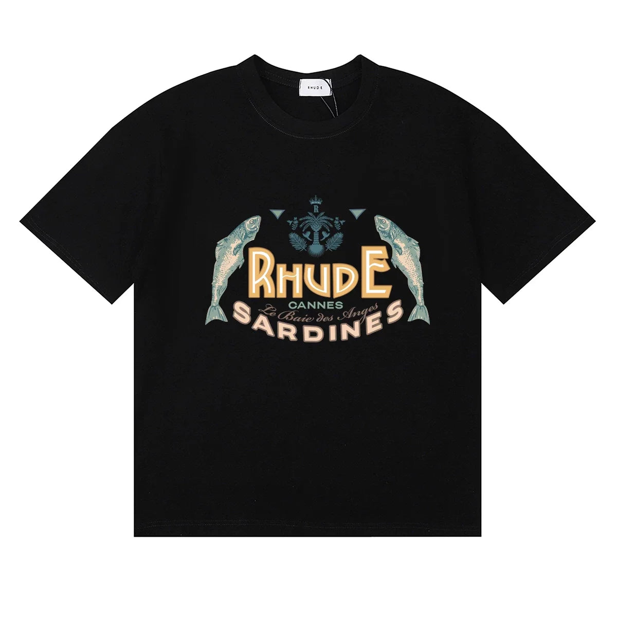 RHUDE "Sardines" Graphic Print T-Shirt - Black