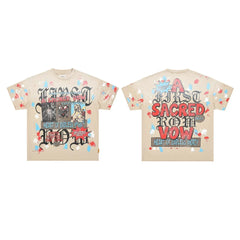 First Row “A Sacred Vow” Paint Splatter Collage Vintage Tee